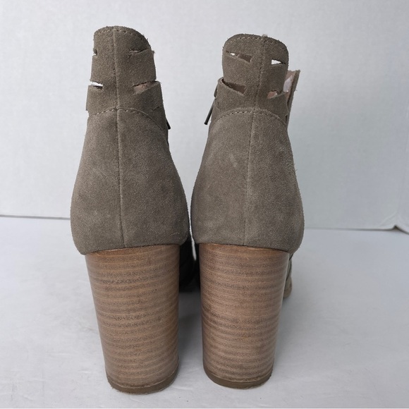 Seychelles Tan Leather Chunky Block Heel Cutout Bootie Boot Shoes Size 9 - Picture 3 of 10